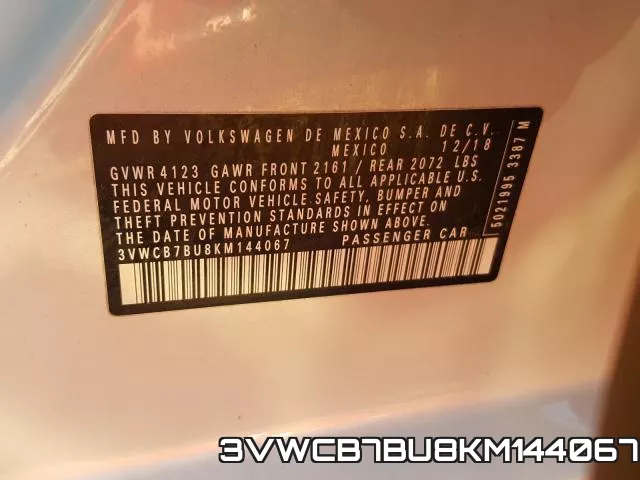 3VWCB7BU8KM144067 фото 2