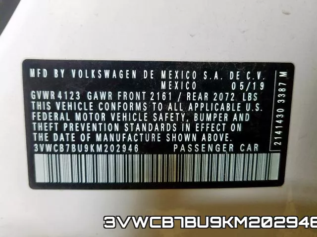 3VWCB7BU9KM202946 фото 2