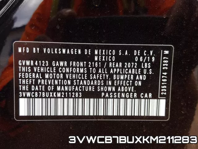 3VWCB7BUXKM211283 фото 2
