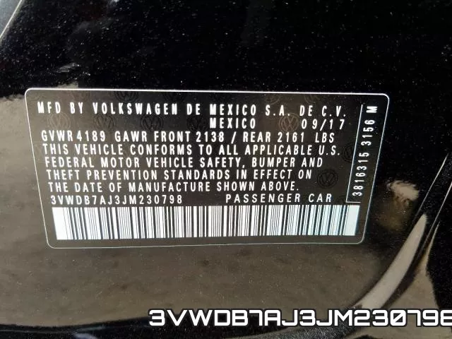 3VWDB7AJ3JM230798 фото 2