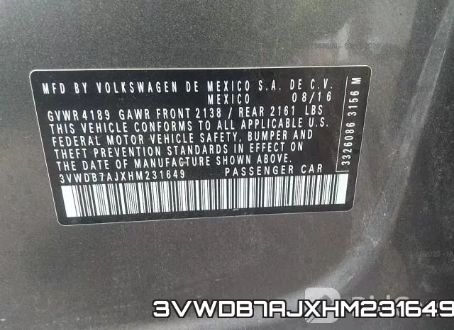 3VWDB7AJXHM231649 фото 10
