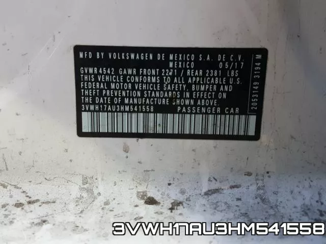 3VWH17AU3HM541558 фото 2