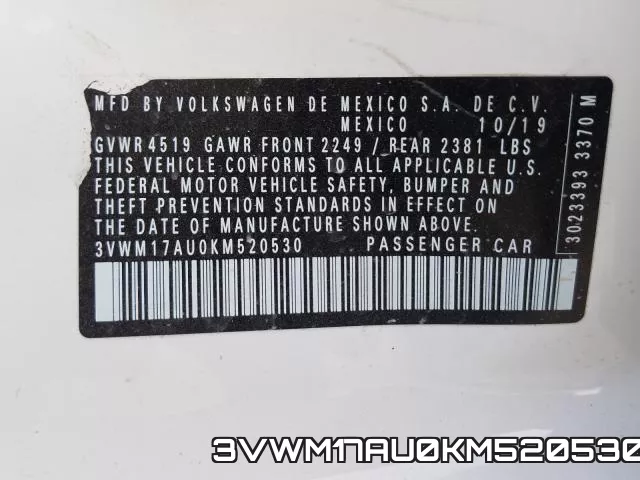 3VWM17AU0KM520530 фото 2