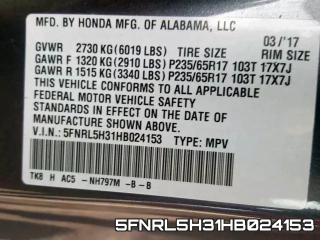 5FNRL5H31HB024153 фото 2