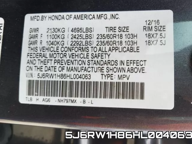 5J6RW1H86HL004063 фото 2