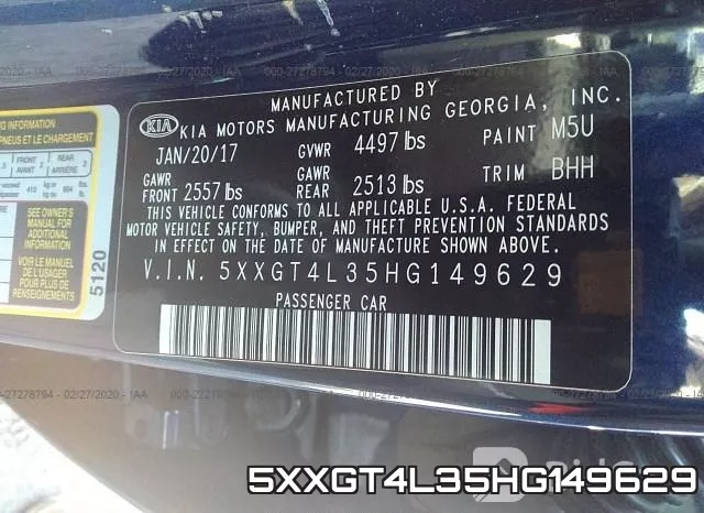 5XXGT4L35HG149629 фото 10