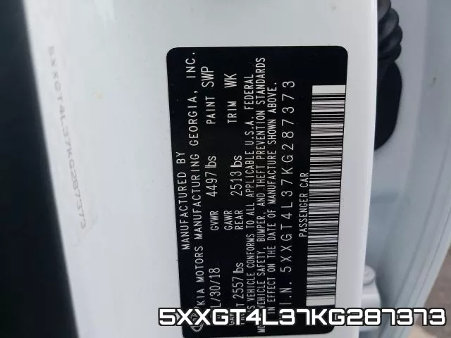 5XXGT4L37KG287373 фото 2
