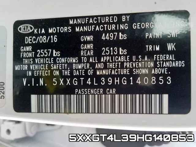 5XXGT4L39HG140853 фото 2