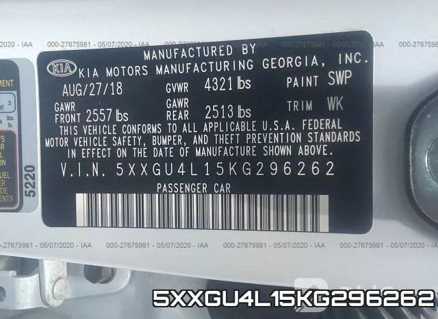 5XXGU4L15KG296262 фото 10