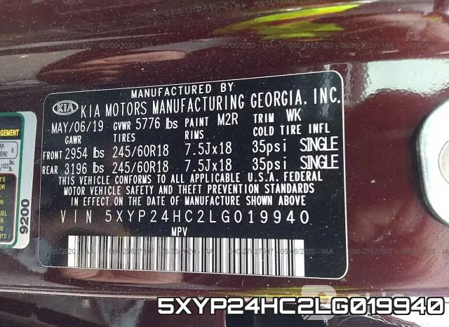 5XYP24HC2LG019940 фото 10