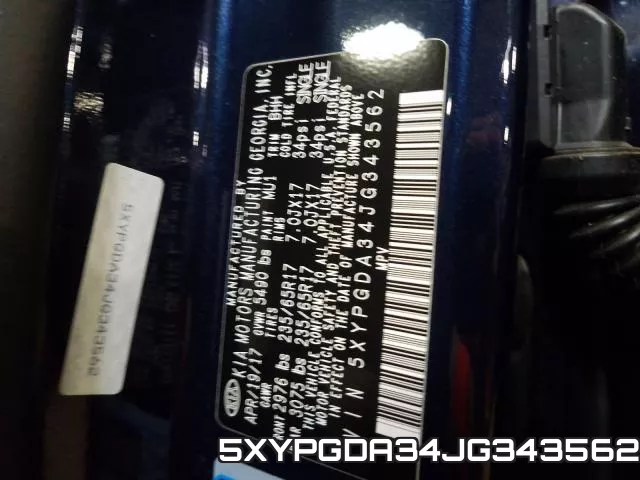 5XYPGDA34JG343562 фото 2
