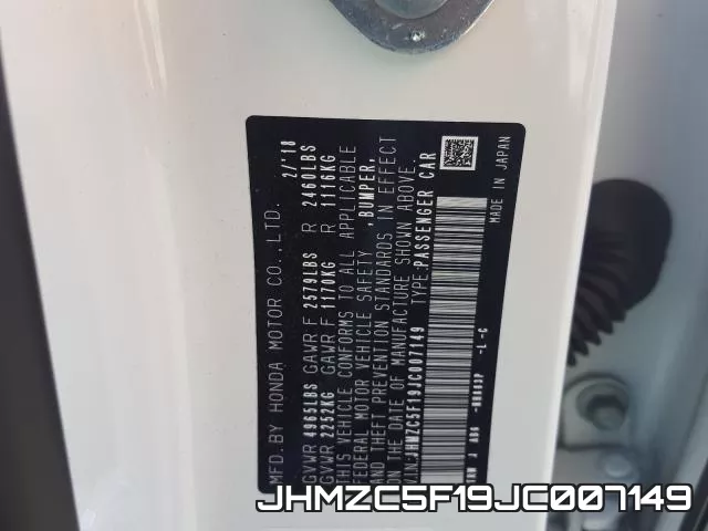 JHMZC5F19JC007149 фото 2