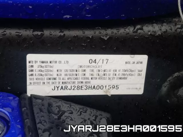 JYARJ28E3HA001595 фото 2