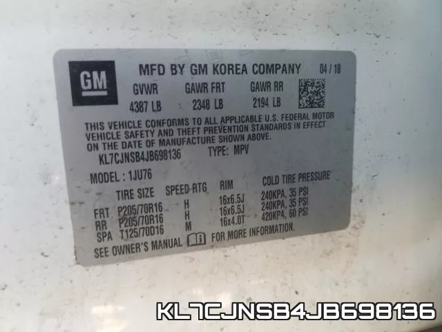 KL7CJNSB4JB698136 фото 2