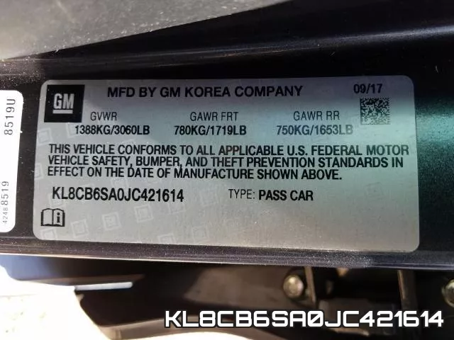 KL8CB6SA0JC421614 фото 2