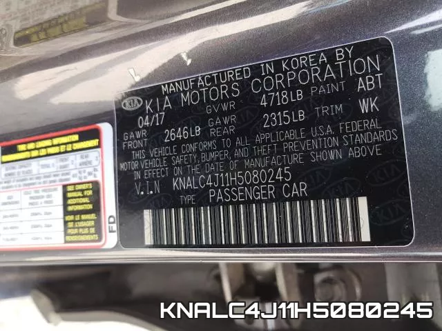 KNALC4J11H5080245 фото 2