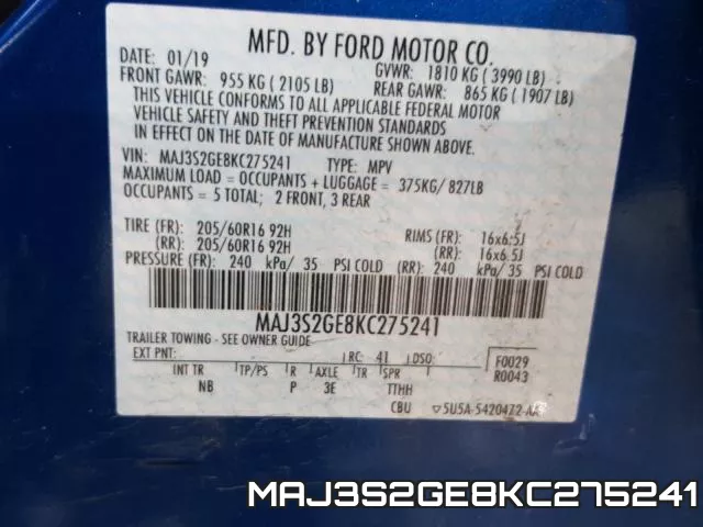 MAJ3S2GE8KC275241 фото 2