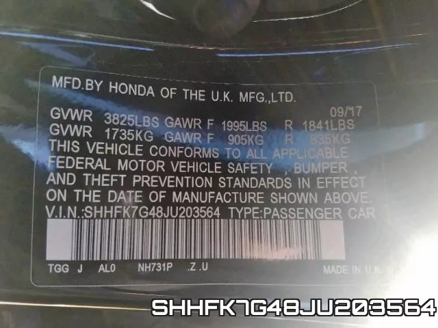 SHHFK7G48JU203564 фото 2