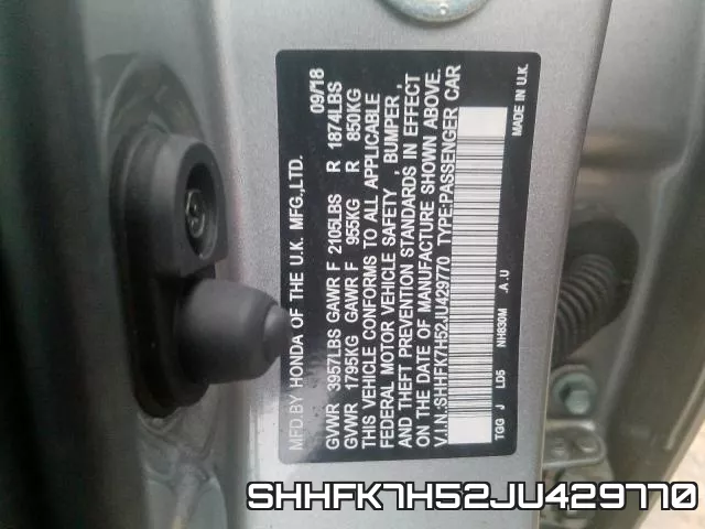 SHHFK7H52JU429770 фото 2