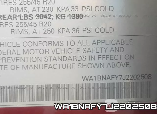 WA1BNAFY7J2202508 фото 10