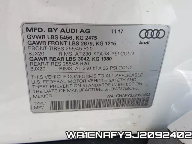 WA1CNAFY3J2092402 фото 2