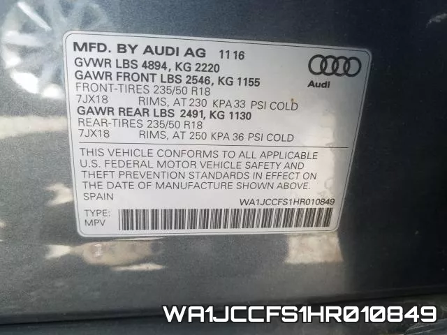 WA1JCCFS1HR010849 фото 2