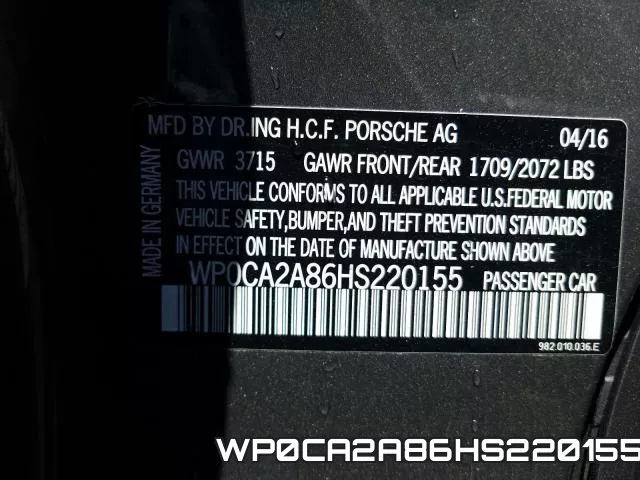 WP0CA2A86HS220155 фото 2
