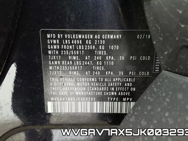 WVGAV7AX5JK003293 фото 2