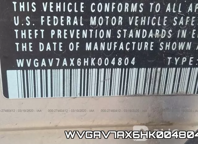 WVGAV7AX6HK004804 фото 10