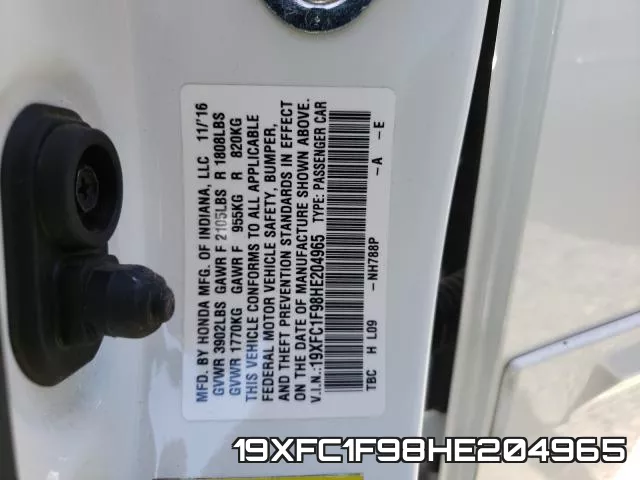 19XFC1F98HE204965 фото 2