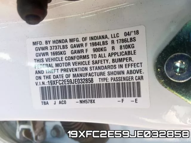 19XFC2E59JE032858 фото 2