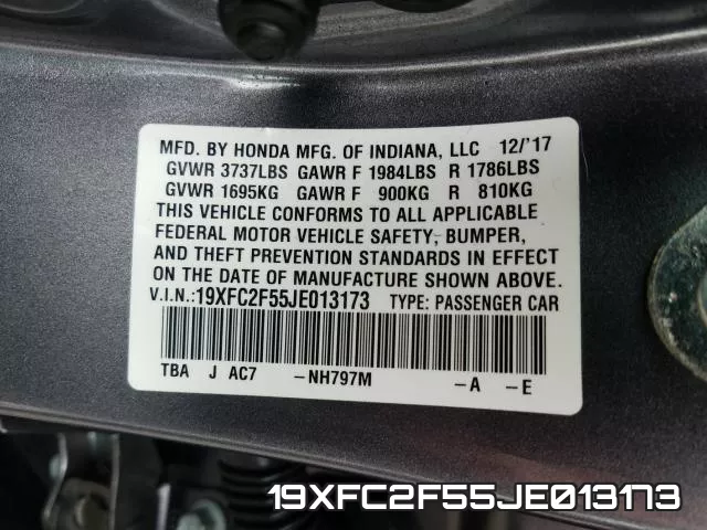 19XFC2F55JE013173 фото 2