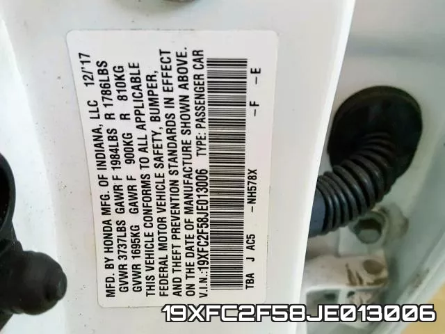 19XFC2F58JE013006 фото 2