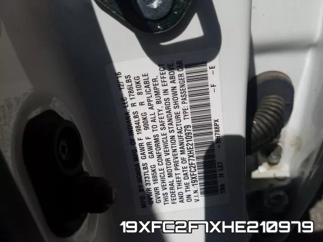 19XFC2F7XHE210979 фото 2