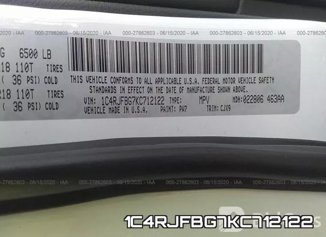 1C4RJFBG7KC712122 фото 10