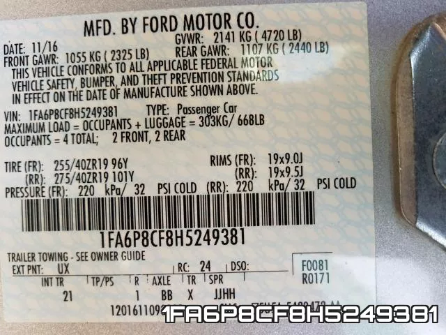 1FA6P8CF8H5249381 фото 2