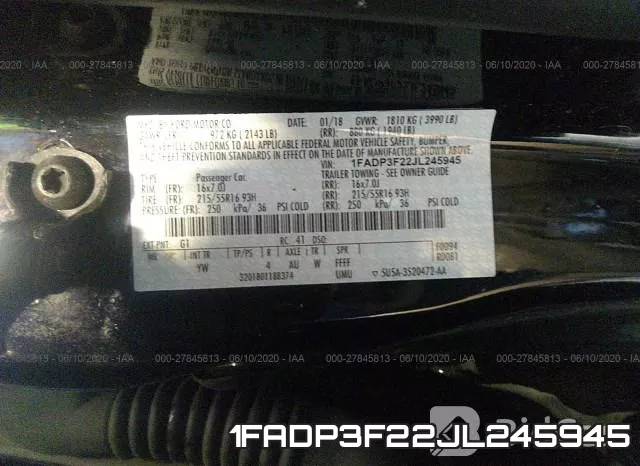 1FADP3F22JL245945 фото 10