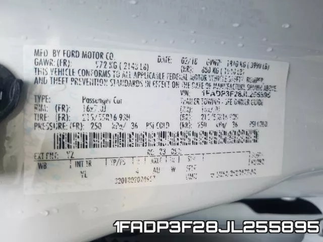 1FADP3F28JL255895 фото 2