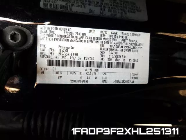 1FADP3F2XHL251311 фото 2