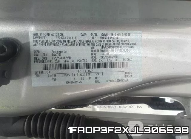 1FADP3F2XJL306538 фото 10