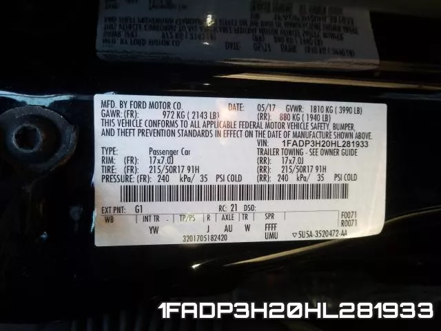 1FADP3H20HL281933 фото 2