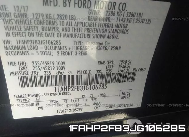 1FAHP2F83JG106285 фото 10