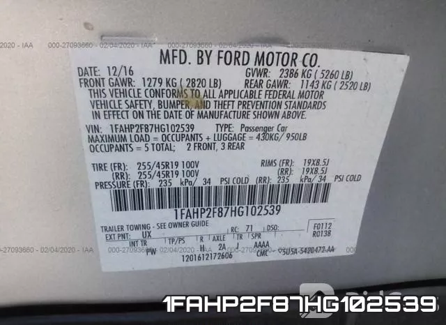 1FAHP2F87HG102539 фото 10