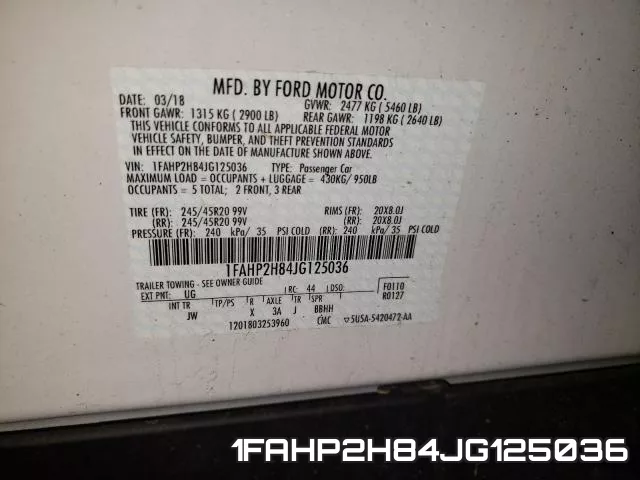1FAHP2H84JG125036 фото 2