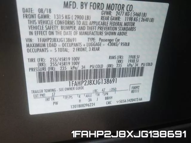 1FAHP2J8XJG138691 фото 2