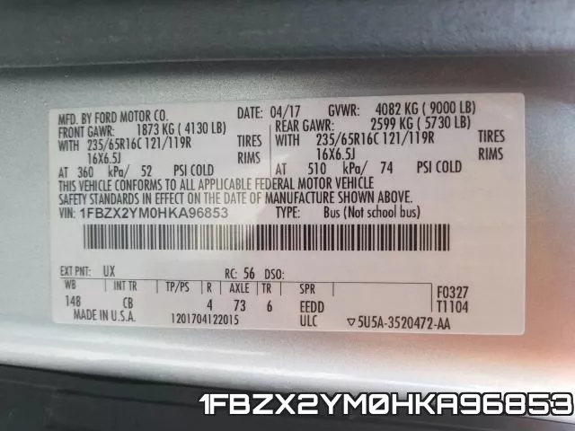 1FBZX2YM0HKA96853 фото 2
