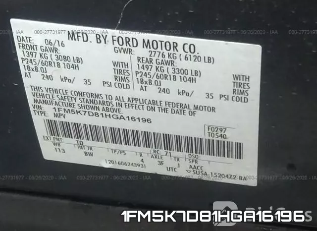 1FM5K7D81HGA16196 фото 10