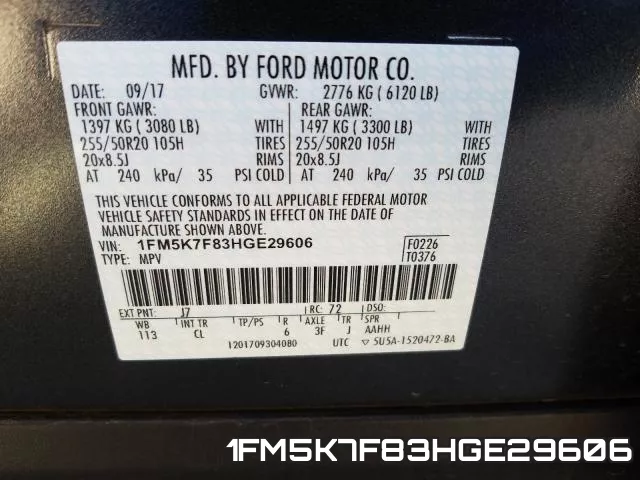 1FM5K7F83HGE29606 фото 2