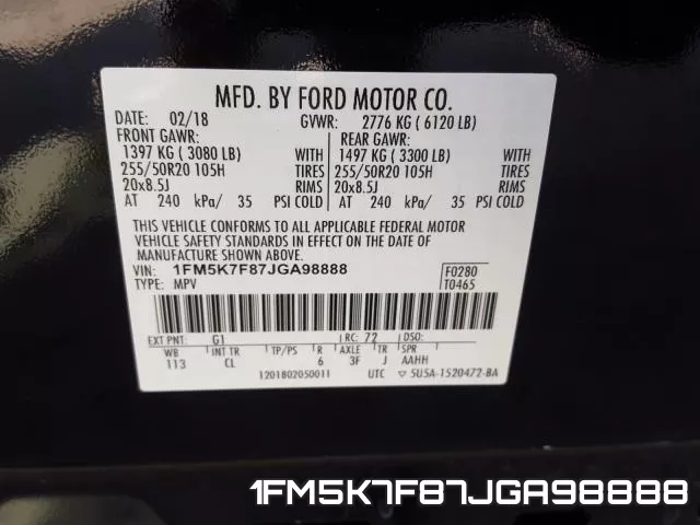 1FM5K7F87JGA98888 фото 2