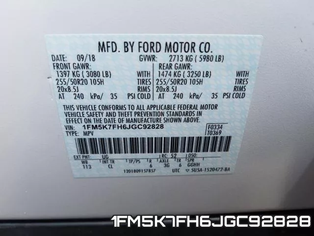 1FM5K7FH6JGC92828 фото 2